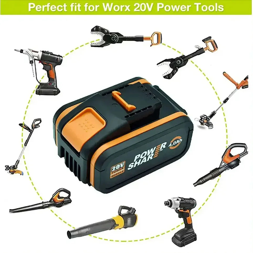 20V 4.0Ah Rechargeable Lithium Battery for WORX – Compatible with WA3553, WA3551, WA3553.1, WA3570, Electric & Garden Tools