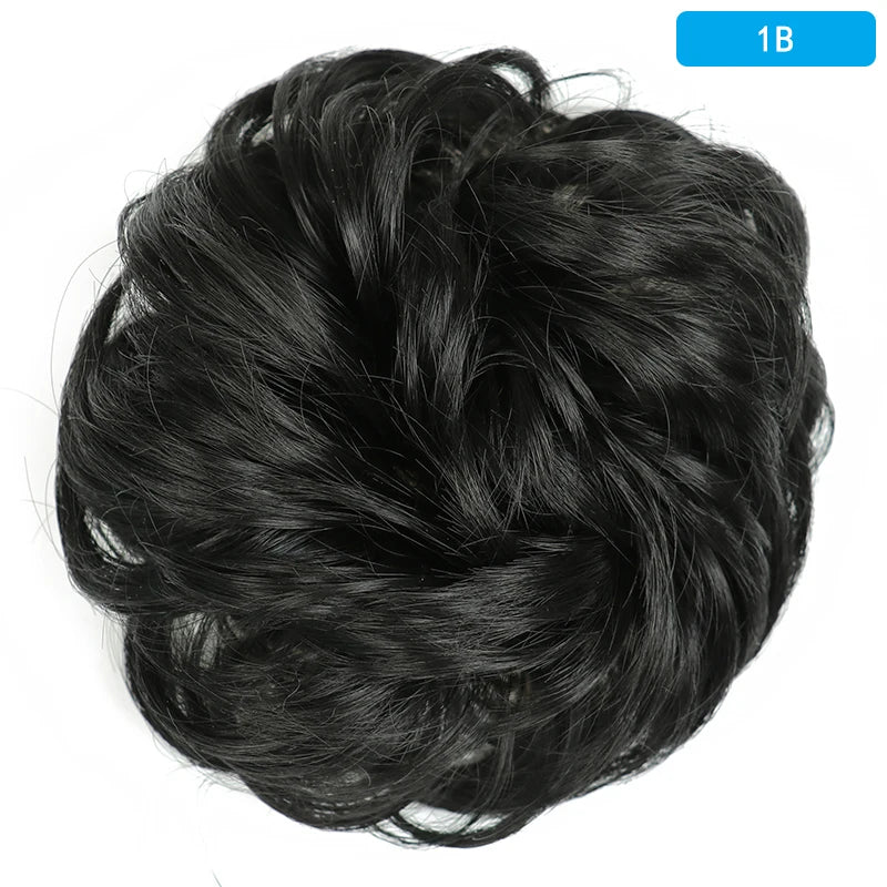 AZQUEEN Messy Bun Hair Extension – Synthetic Curly Wave Chignon Scrunchie, Elastic Band Updo Hairpiece for Women