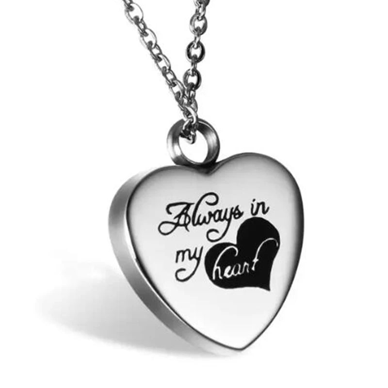 Custom Stainless Steel Heart Cremation Urn Necklace – Memorial Ash Keepsake Pendant with Funnel Fill Kit