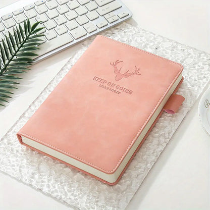 A5 Thickened Deer Head Notebook – Business PU Soft Leather Notepad with Horizontal Lines, School & Office Stationery Supplies