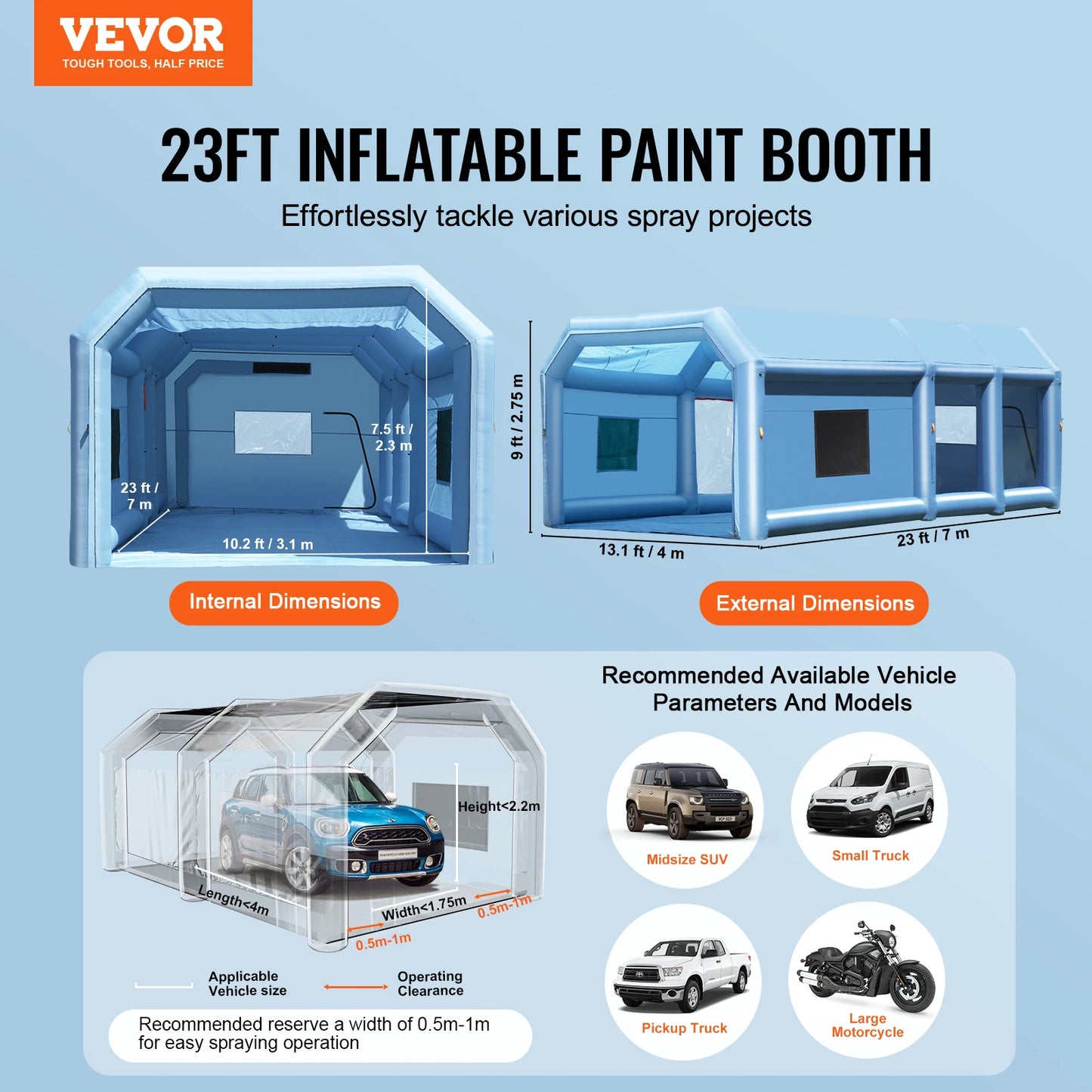 VEVOR Inflatable Paint Booth – Portable Car Spray Booth with Powerful Blowers & Air Filter System
