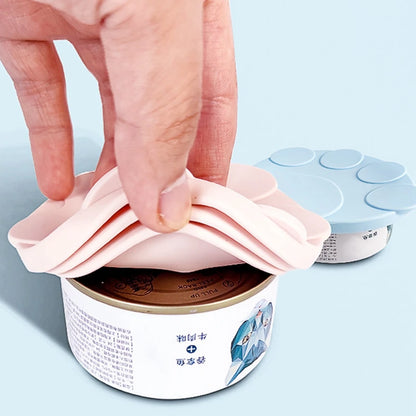 Cute Cat Paw Can Storage Cover: Reusable 2-in-1 Pet Food Lid for Freshness - Adorable Spoon Holder Tin Can Accessory