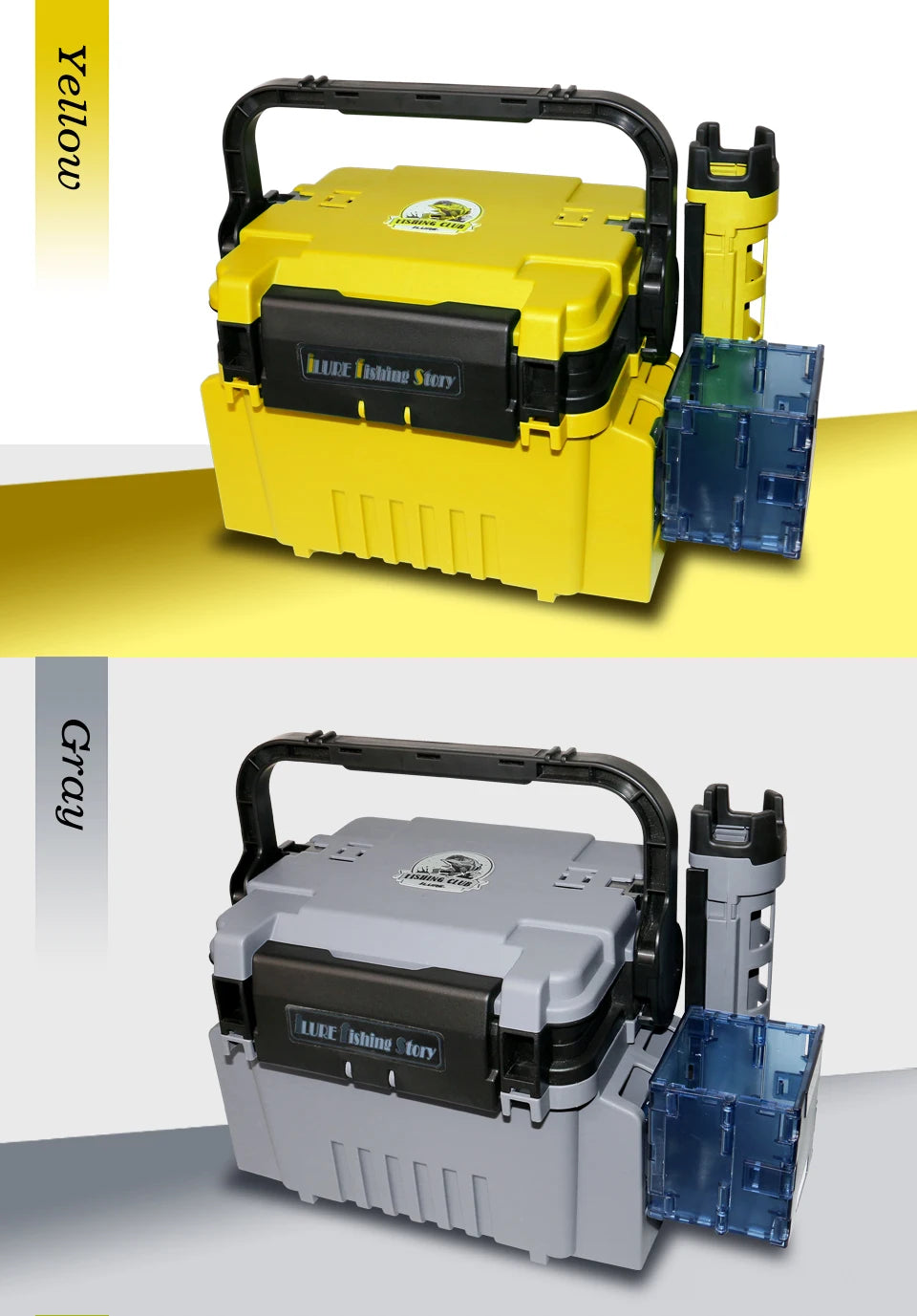 ILURE Multifunction Fishing Tackle Box – Big Storage Tool Box with Rod & Cup Holders for Fishing Accessories