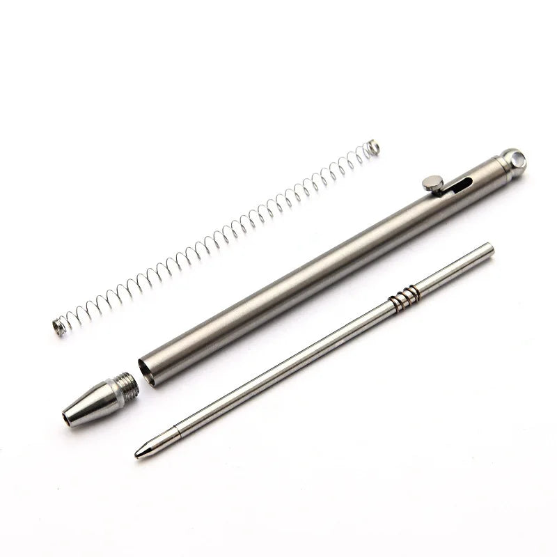 Pure Titanium Mini Bolt Pen — Compact Portable Keychain Metal Ballpoint Pen Travel & Signing Gift