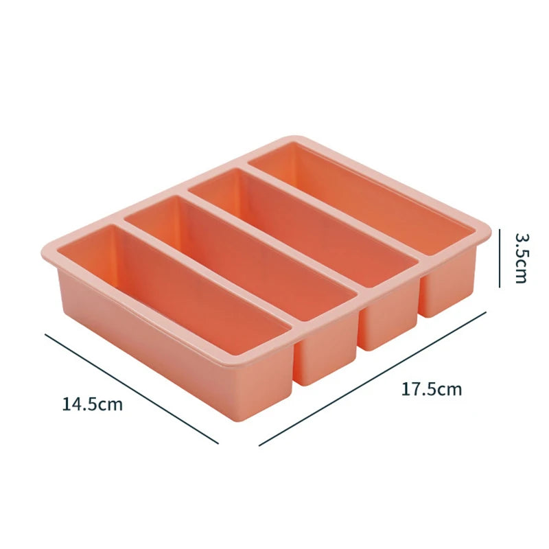 Extra Large Silicone Freezer Tray with Lid – Giant 4-Cube Food Storage Mold for Soup, Sauce & Meal Prep Ice Cubes Kitchen Container