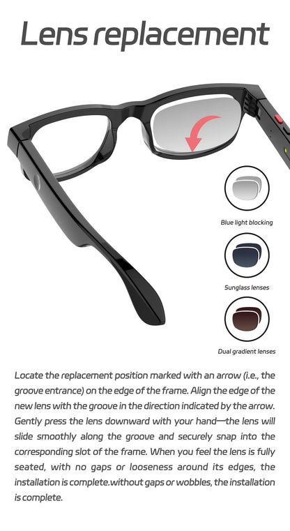 500W AI Smart Camera Sunglasses 3-in-1 Lens HD1080P ChatGPT Voice Control WiFi Bluetooth Intelligent Glasses