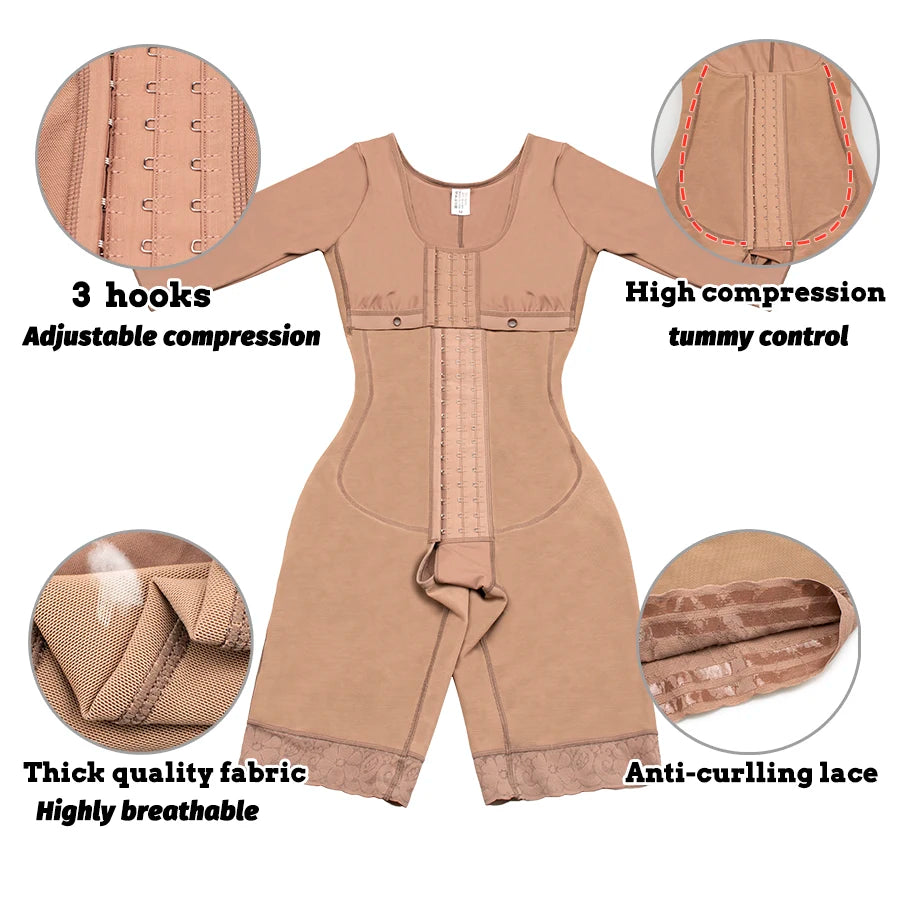 Colombian Full Body Shapewear Bodysuit High Compression Waist Trainer Postpartum & Post-Surgery Body Shaping Slimmer Garment