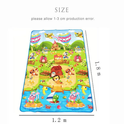 Double-Sided Baby Play Mat - Soft Animal-Themed Educational Rug for Toddler Crawling, Floor Play, and Sensory Activities