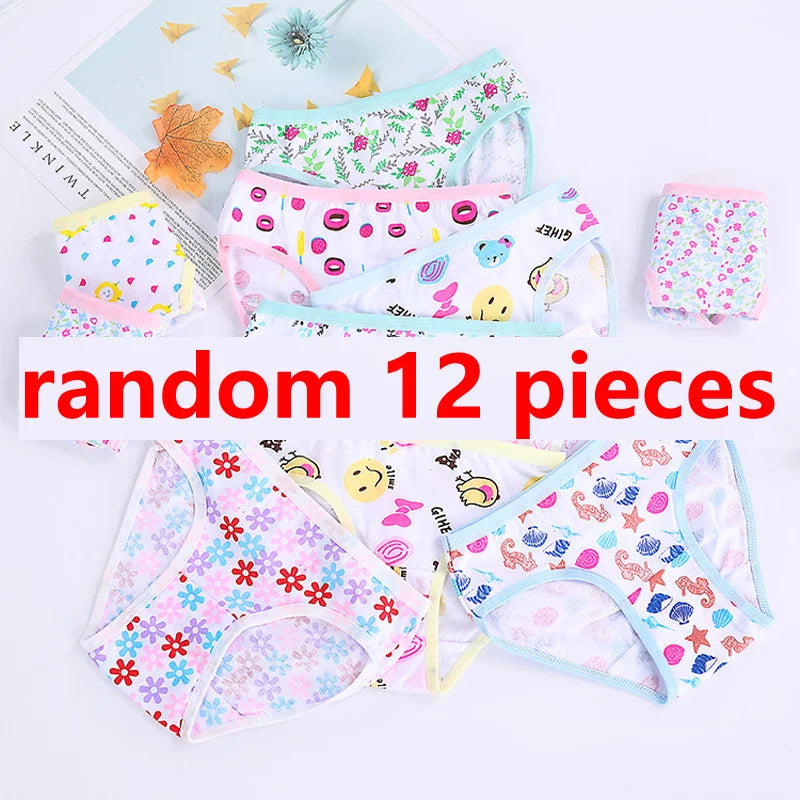 1/3/6/12 Pcs Girls Cotton Panties Set - Cute Print Kids Briefs Soft Breathable Children Underwear Shorts