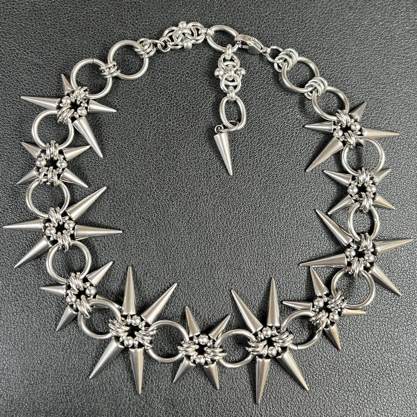 Punk Grunge Rivet Chain Earrings & Geometric Necklace – Handmade Goth Hip Hop Jewelry