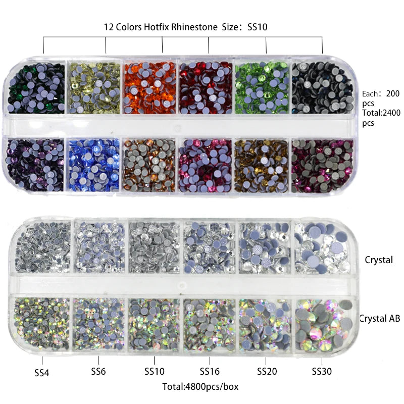 Fast Heated Hotfix Rhinestones Applicator Iron-on Wand - EU/US Plug Heat-fix Tool Gun - Mixed Size Glass Diamonds