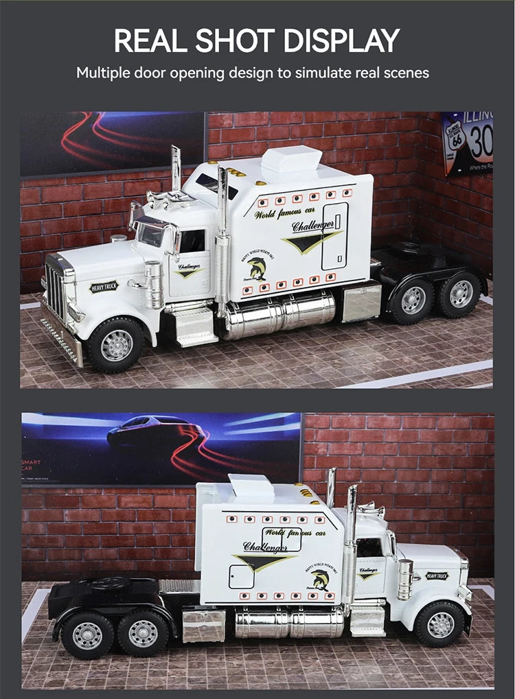 1:24 Scale Peterbilt 389 Tractor Trailer Toy – Lonestar Design Pre-Built Semi Truck with Realistic Functions for Kids