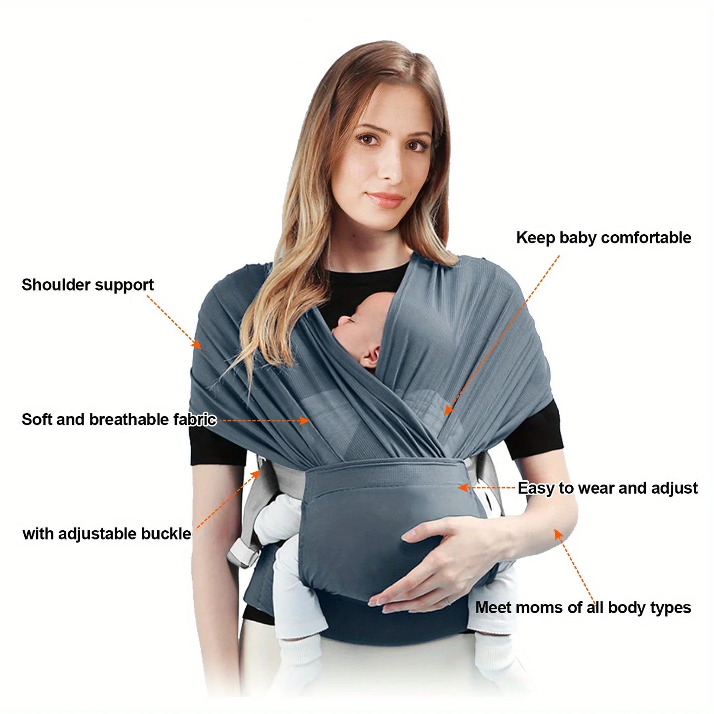 Stretchy Baby Wrap Carrier - Soft Infant Sling for Newborns & Toddlers Up to 41 lbs