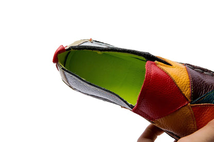 WOIZGIC Women’s Genuine Leather Loafers – Colorful Non-Slip Moccasin Flats Plus Size 42