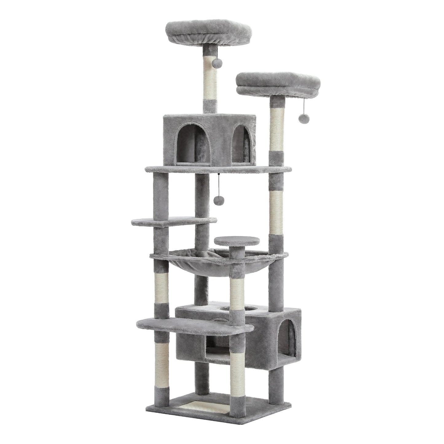 Large Cat Tree Tower – Multi-Level Plush Indoor Cat Condo with Scratching Posts, Boards, Perches & Caves