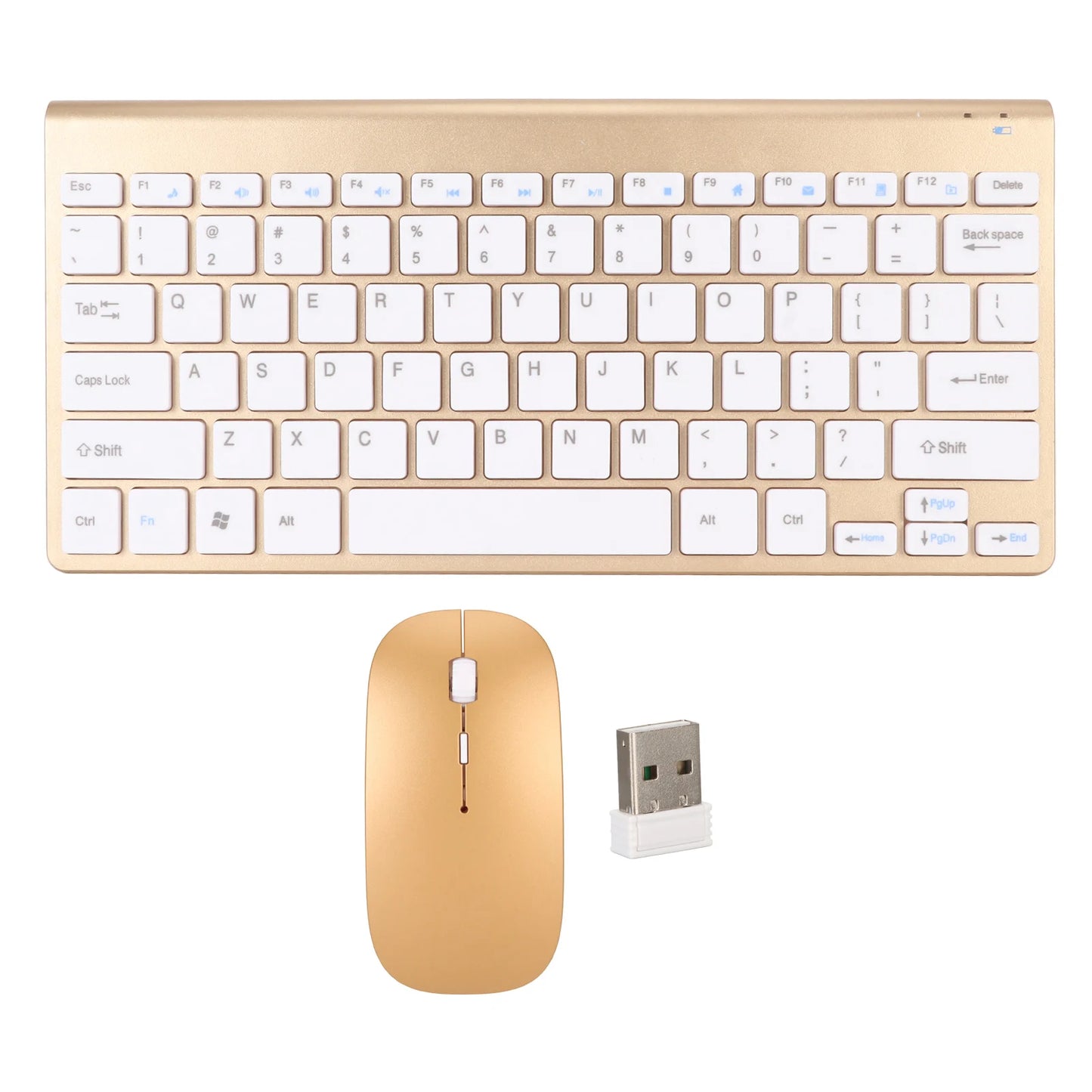 Slim Wireless Keyboard and Mouse Combo – Portable Silent Power-Saving Kit with LED Indicator for Home