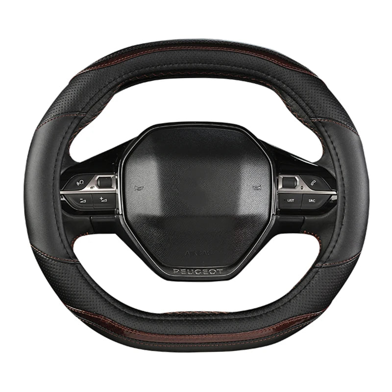 Peugeot 3008/4008/5008 Carbon Fiber & PU Leather Steering Wheel Cover — Auto Interior Accessory