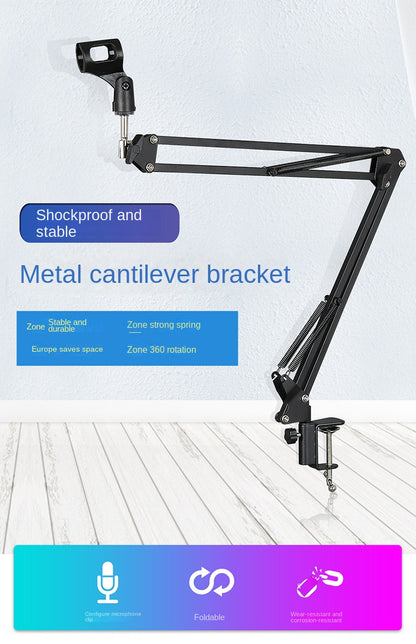 Adjustable Microphone Suspension Boom Arm Stand – Compatible with K669, K670, K658, K678, K690, Compact Mic Stand for Broadcasting