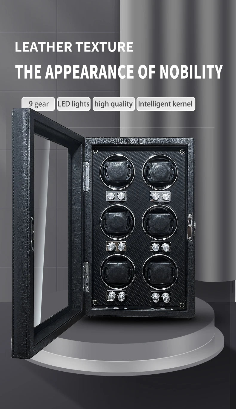 IBBETON Luxury Wood Watch Winder – High-End Automatic Watch Box (2/4/6 Slots) with Mabuchi Mute Motor & Storage Cabinet