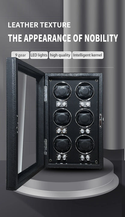 IBBETON Luxury Wood Watch Winder – High-End Automatic Watch Box (2/4/6 Slots) with Mabuchi Mute Motor & Storage Cabinet