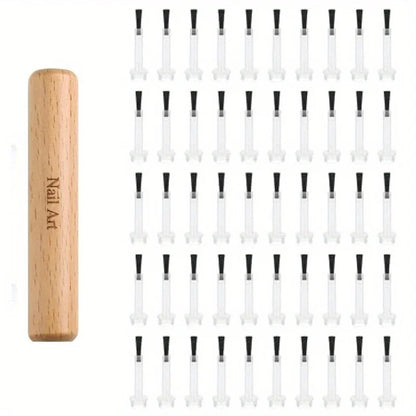 Professional Nail Art Brush Set - Detachable Wooden Handle Multi-Functional Polish & Design Tools