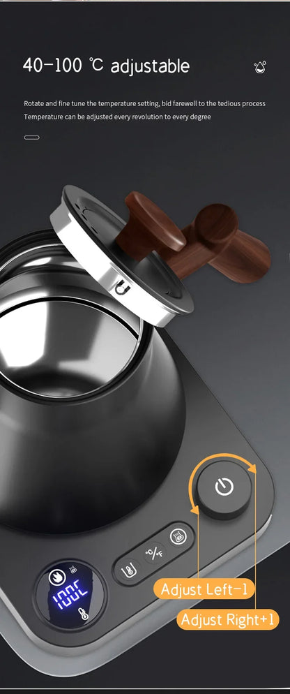 Electric Gooseneck Kettle 900ml — Smart Hand Brew Coffee Pot with Temperature Control & Rapid Heating, 110V/220V