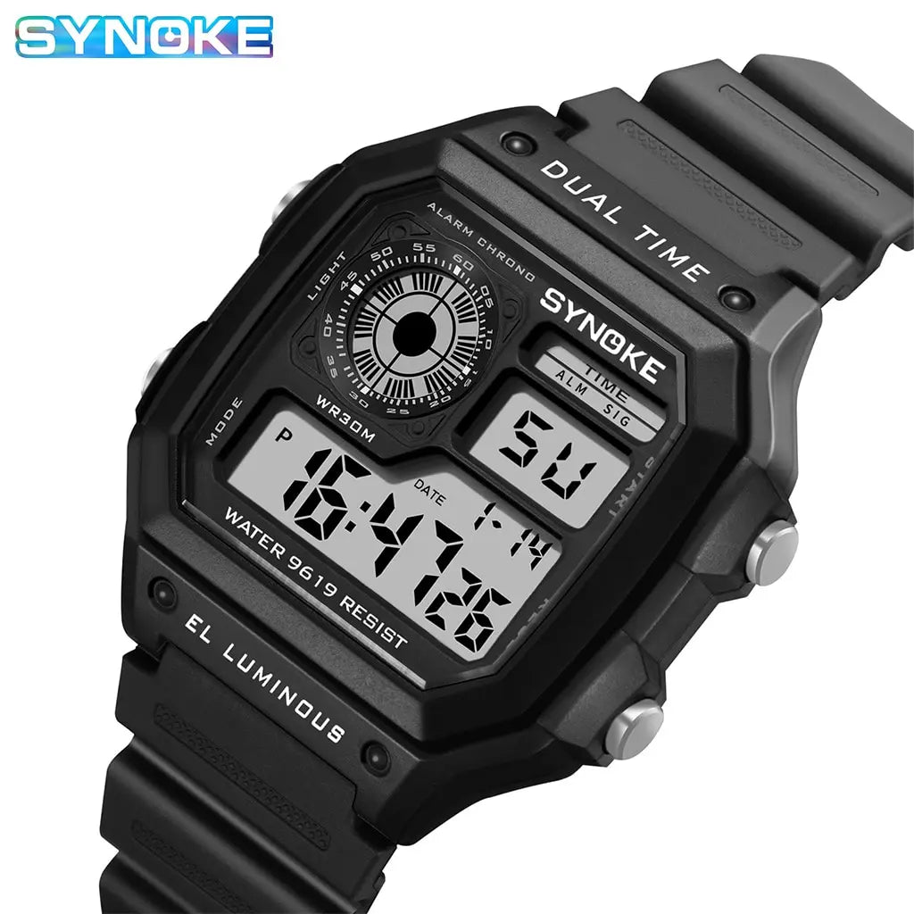 SYNOKE Men's Military Digital Sports Watch – Waterproof Luminous Chronograph Electronic Wristwatch