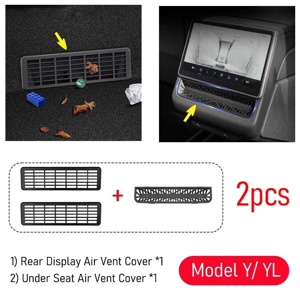 Tesla Model 3/Y Juniper Rear Air Vent Cover - Under-Seat Vent Grille Mesh Accessory