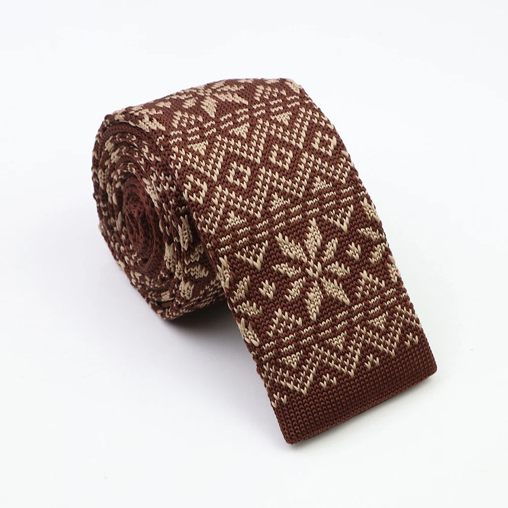 Classic Knit Neck Tie for Men — 6cm Plaid & Dots Casual Business Wedding Tie