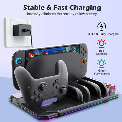 Multi-Functional Switch 2 Cooling & Charging Stand SW2139 – Fan, 10 Game Card Slots & 9 LED Light Effects
