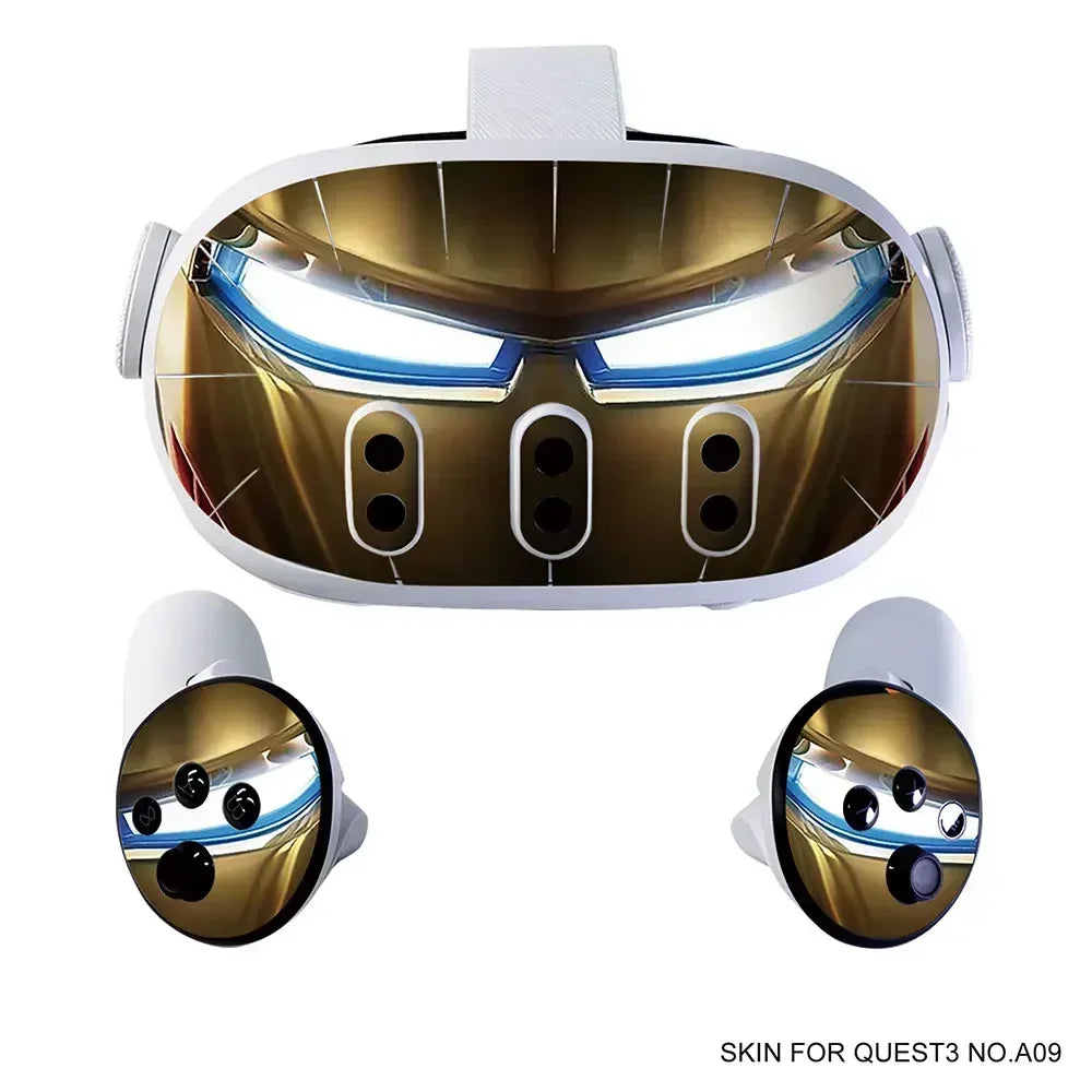 Vinyl Skin Sticker for Meta Quest 3 VR Headset & Controllers – PVC Halloween Pattern Decal Wrap Cover for Oculus Quest 3 Accessories
