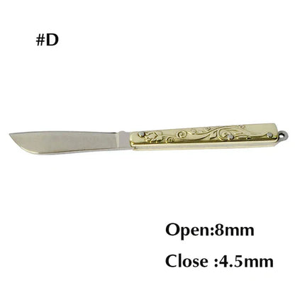 5cm Mini Folding Knife Keychain – Acrylic & Brass Portable Blade Pendant for Camping, Outdoor, and Everyday Carry