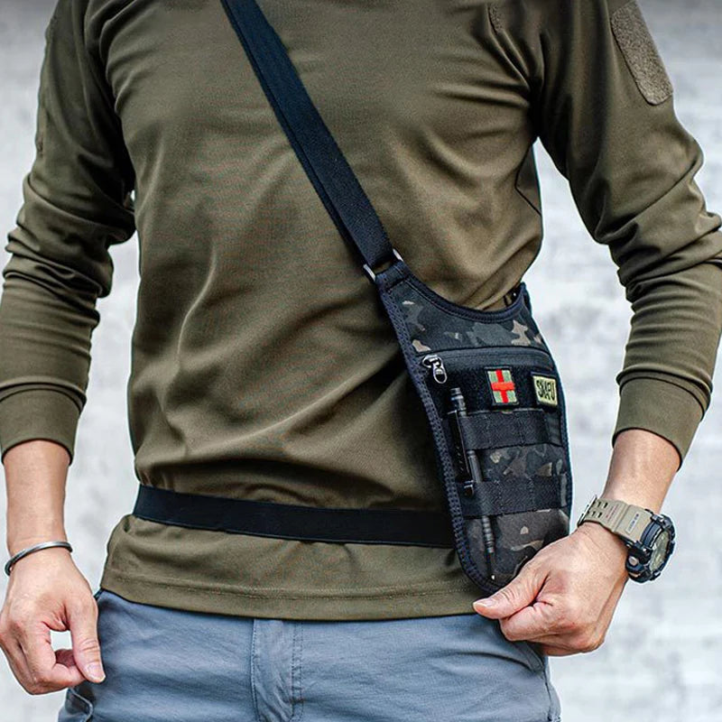 Agent Men's Underarm Tactical Shoulder Bag: Hidden Molle Waist Bag for Outdoor Travel - Anti-Theft Pack with Mobile Phone, Key, and Wallet Storage