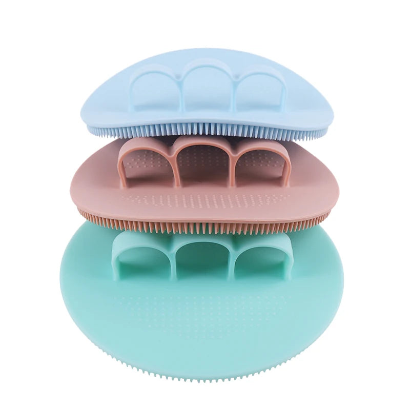 Silicone Body Scrubber with Natural Bristles – Skin Exfoliating Shower Sponge & Bath Brush