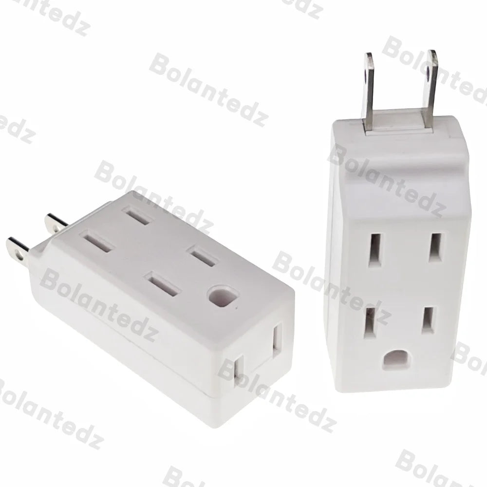 3-in-1 US Power Plug Adapter - NEMA 1-15R Two-Pin to Three-Pin Socket Converter for American Standard Plugs