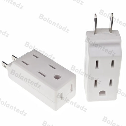 3-in-1 US Power Plug Adapter - NEMA 1-15R Two-Pin to Three-Pin Socket Converter for American Standard Plugs
