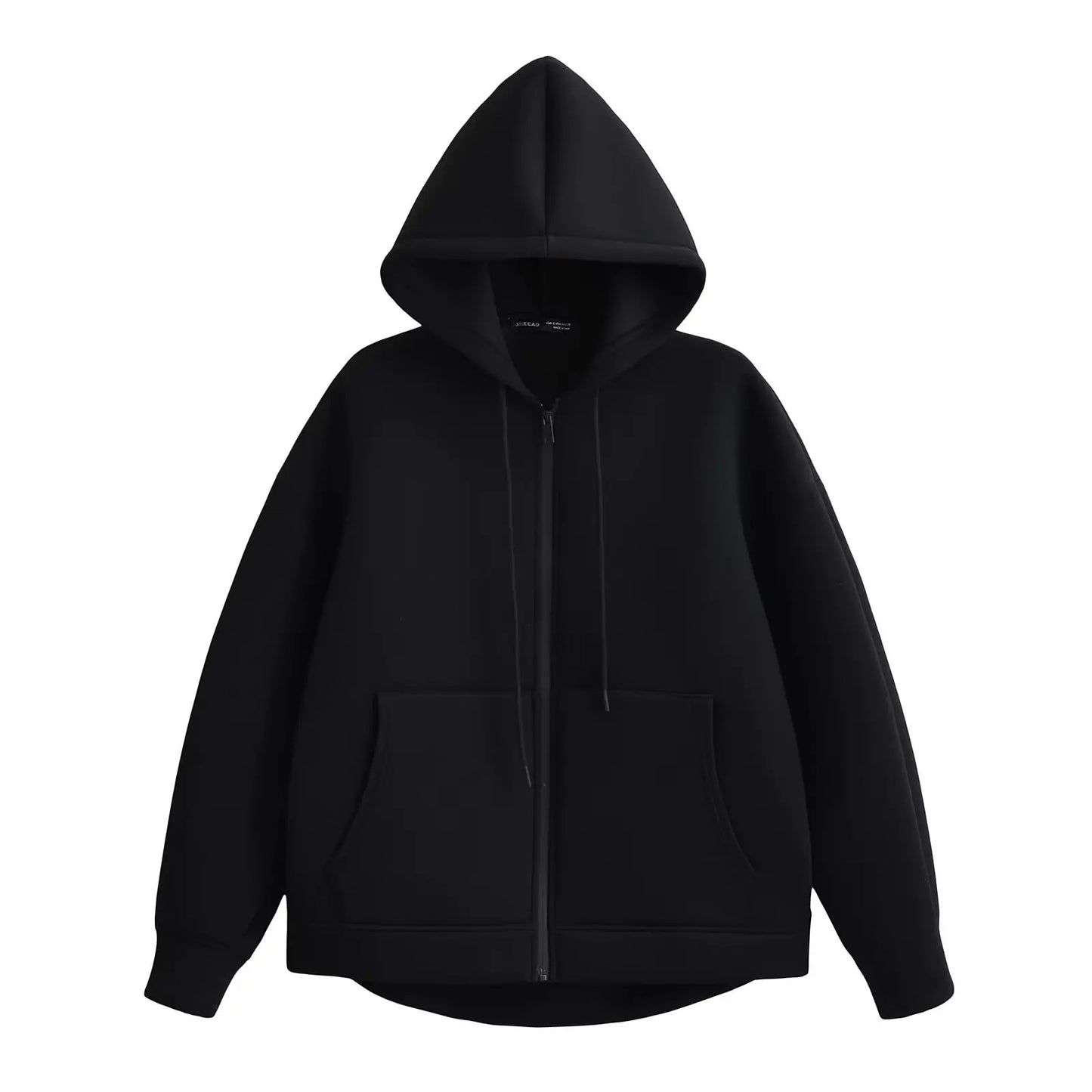 TRAFZA Autumn Women's Gray Jacket – Hooded, Long Sleeve, Zipper Coat with Big Pockets, Loose Casual Outerwear Tops