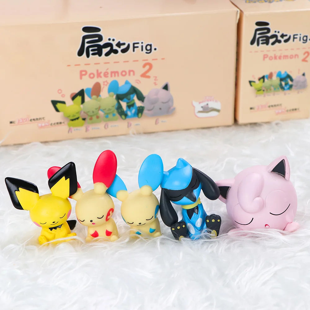 Pokemon Figure Toy Set – Sylveon, Mew, Fuecoco, Plusle, Minun | 4-6pcs Cute Collectible Desktop Decorations with Box