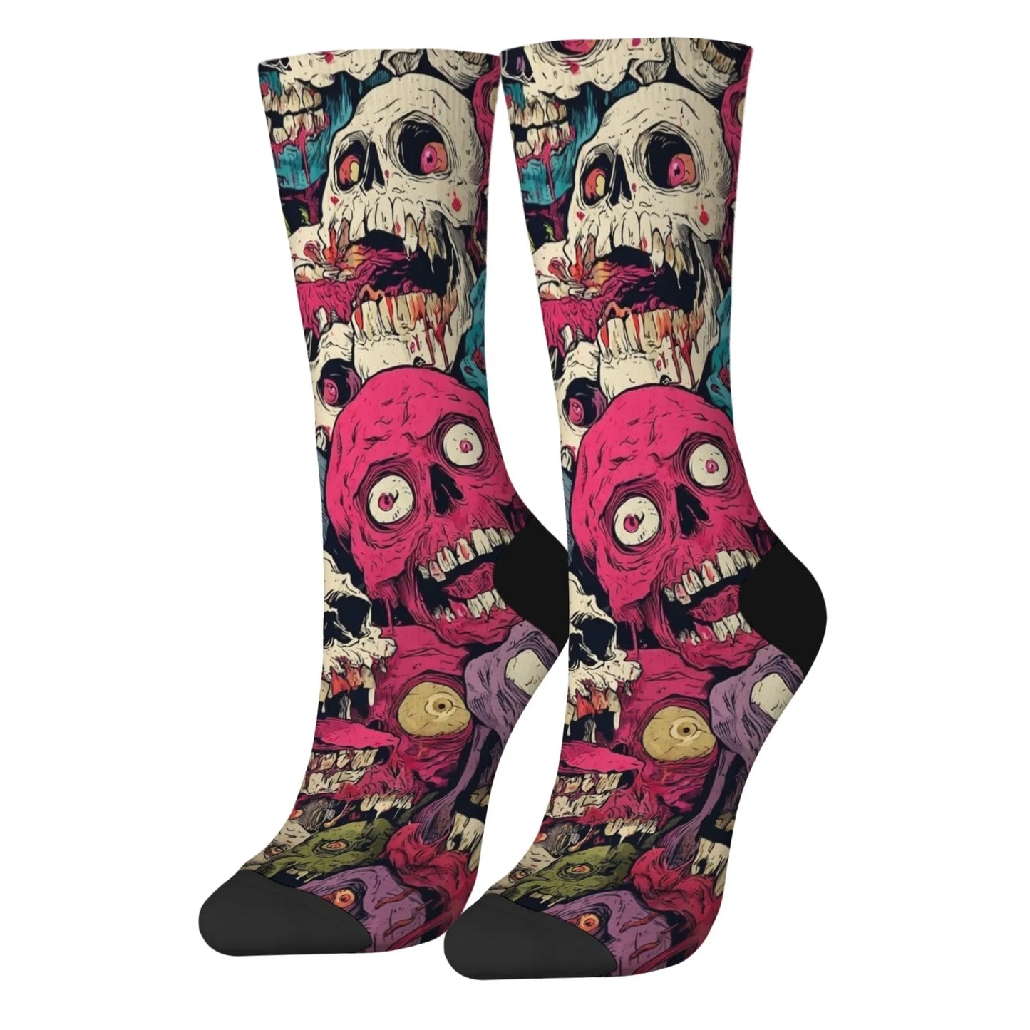 Colorful Skull Crew Socks - Comic Harajuku Retro Novelty Fashion Socks