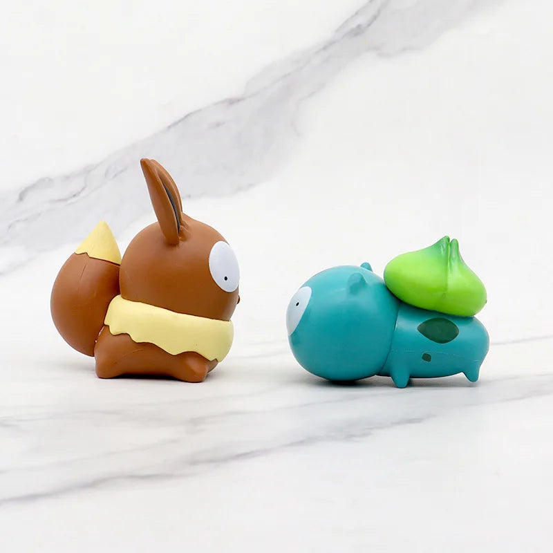 8PCS Pokémon Kawaii Big Eye Action Figures – Pikachu, Charmander, Bulbasaur Funny GK Toy Set for Kids Christmas Gift