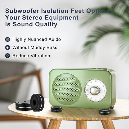 4PCS Aluminum Speaker Isolation Feet – 40x15mm Audio Equipment Feet with Non-Slip Rubber Rings