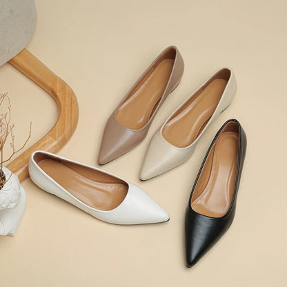 Women’s Pointed Toe Leather Heels – Shallow Mouth Square Heel Elegant Dress Shoes, Zapatos Mujer