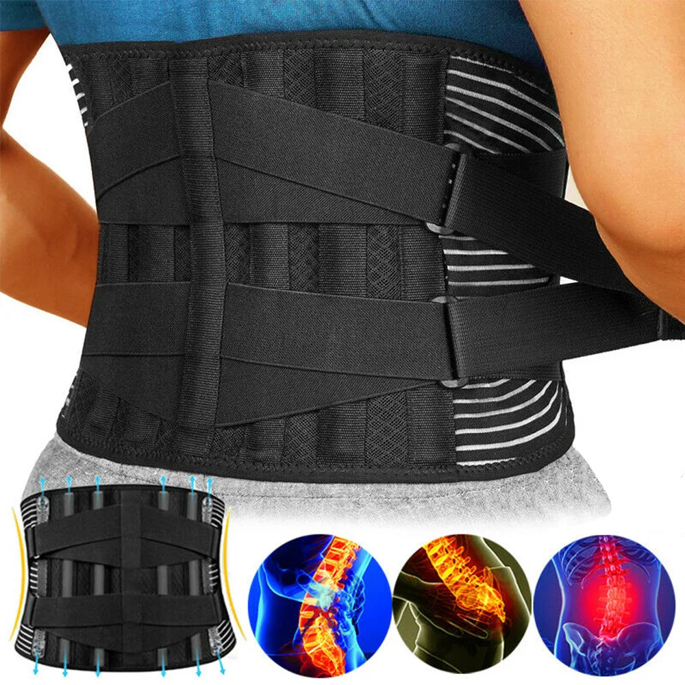 Adjustable Lumbar Support Belt — Double Pull Back Waist Orthopedic Corset for Spine Decompression, Back Pain Relief & Abdomen Toning