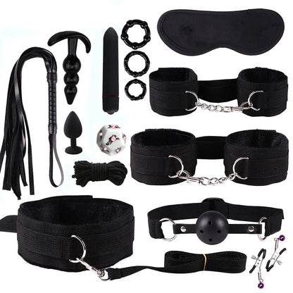 Adult Sexy Toys BDSM Sexual Couples Kit - Erotic Accessories for Women - Handcuffs, Anal Plug, Sex Games