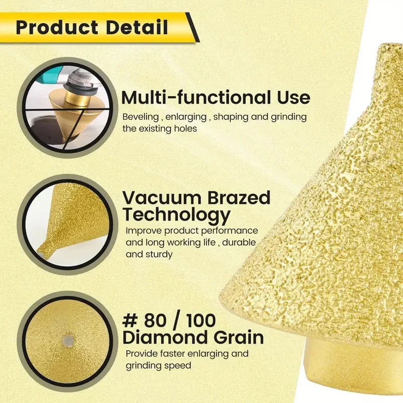 Diamond Chamfer Core Drill Bit - M10 M14 Enlarged Hole Beveling Grinding Tool for Granite, Marble, Tile & Stone Cutting