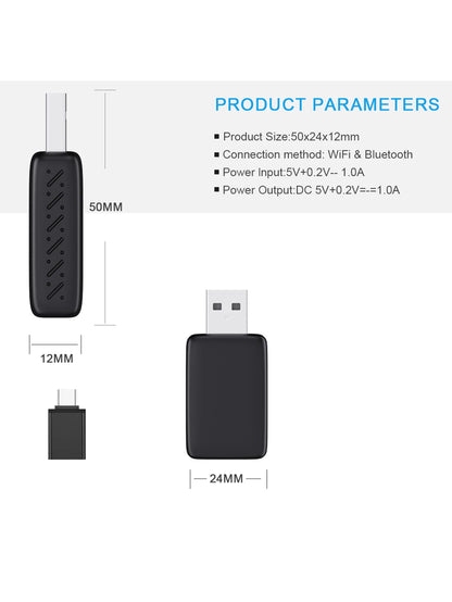 2-in-1 Wired to Wireless CarPlay & Android Auto Adapter – 5GHz WiFi Mini Dongle for 99% of Cars with Original Wired Systems