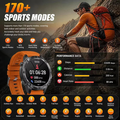 All-Terrain GPS Sports Smartwatch - Offline Maps, Altimeter, Barometer, Compass, 3ATM Waterproof & 730mAh Battery
