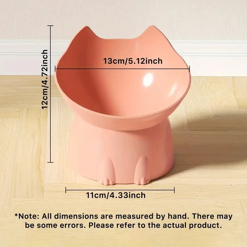 Elevated Cat Bowl - Anti-Tip Raised Pet Feeding Dish with Tilted Edge and Neck-Friendly Design