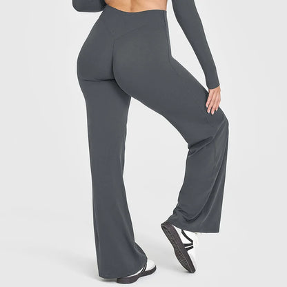 Women’s Ultra Soft Butter Yoga Pants – Mid Waist Straight Leg Sports Trousers for Gym, Pilates & Running