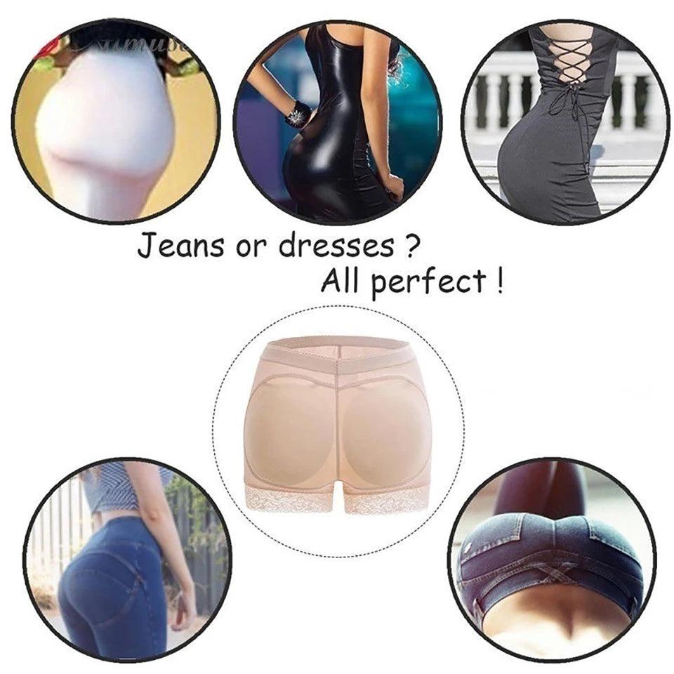 Women’s Padded Seamless Underwear – Fake Buttock Body Shaper Panties, High Waist Hip Enhancer & Tummy Control Shorts